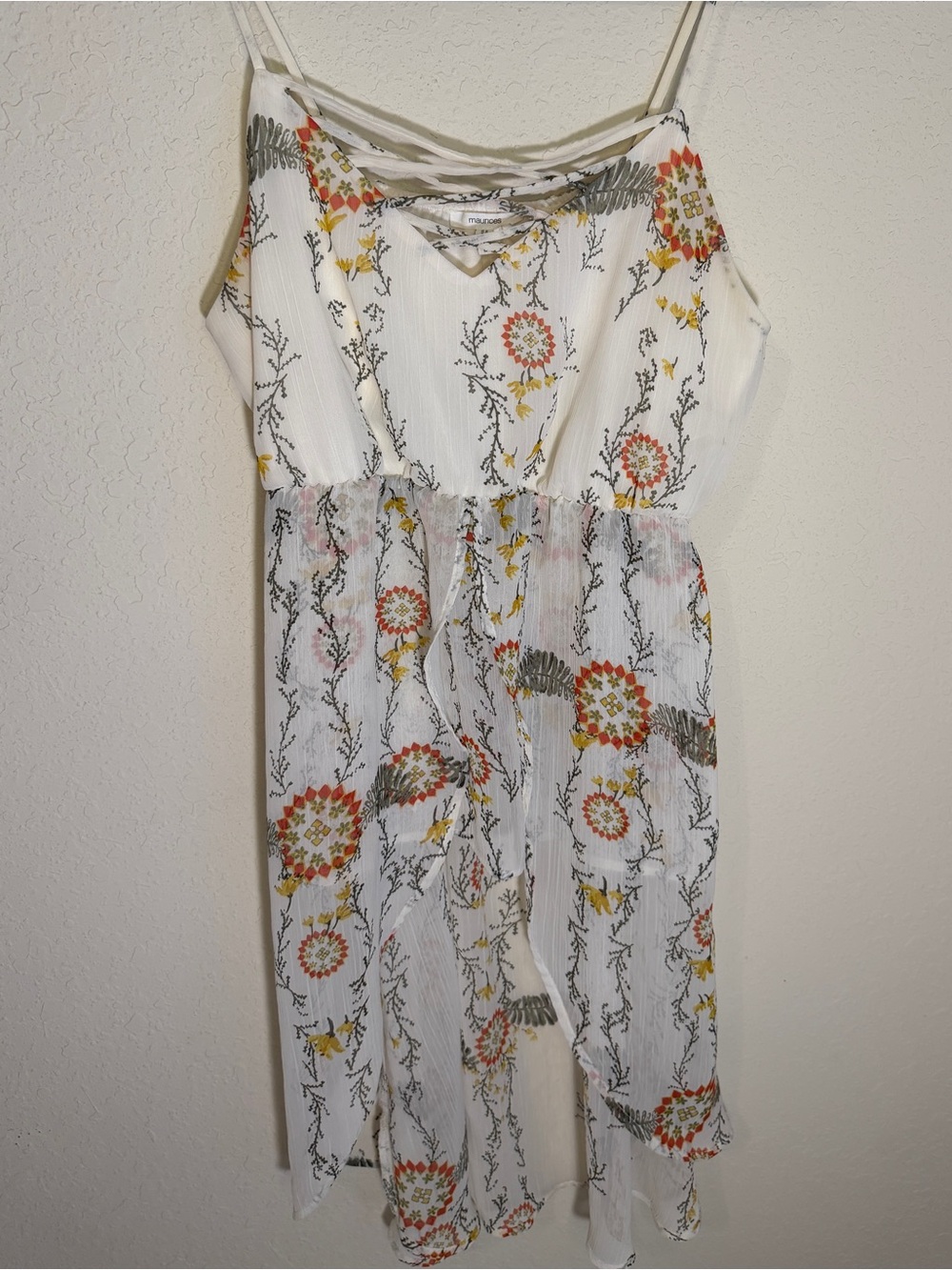Maurices White Floral Lace-Up Strappy Maxi Top